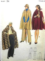 3358 1970 FLARE CAPE, SKIRT,PANTS PATTERN 12 34''